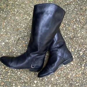 Vintage 1980’s 1990’s Aigner black flat equestrian riding boots 7