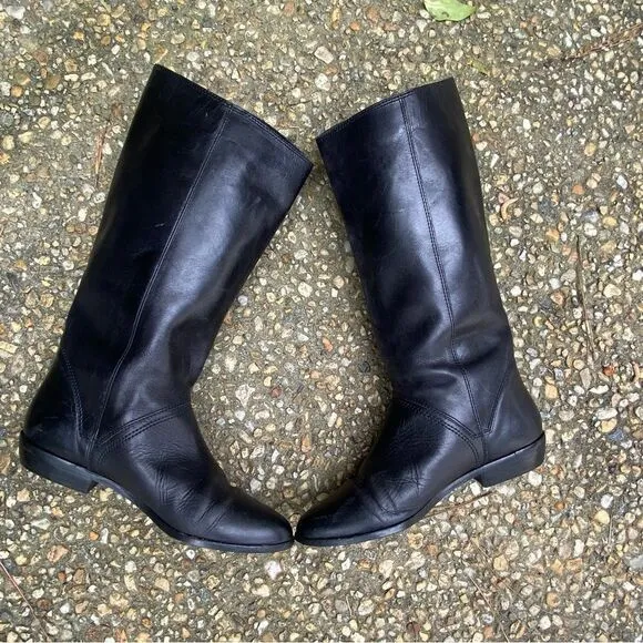 Vintage 1980’s 1990’s Aigner black flat equestrian riding boots 7