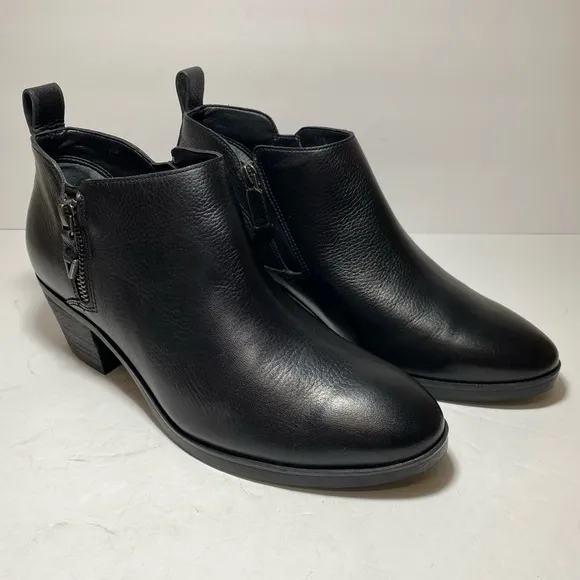 VIONIC Cecily Ankle Boot Waterproof Black Leather  Booties women’s Shoes Sz 8.5