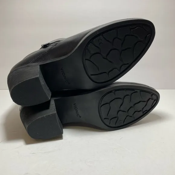 VIONIC Cecily Ankle Boot Waterproof Black Leather  Booties women’s Shoes Sz 8.5