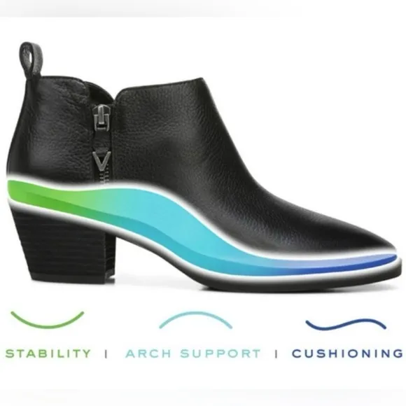 VIONIC Cecily Ankle Boot Waterproof Black Leather  Booties women’s Shoes Sz 8.5