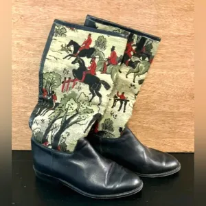 VTG Anthropology Seychelles Leather Tapestry Knee Boots. VTG 80's