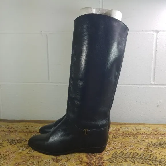 Vtg Etienne Aigner black leather riding boots
