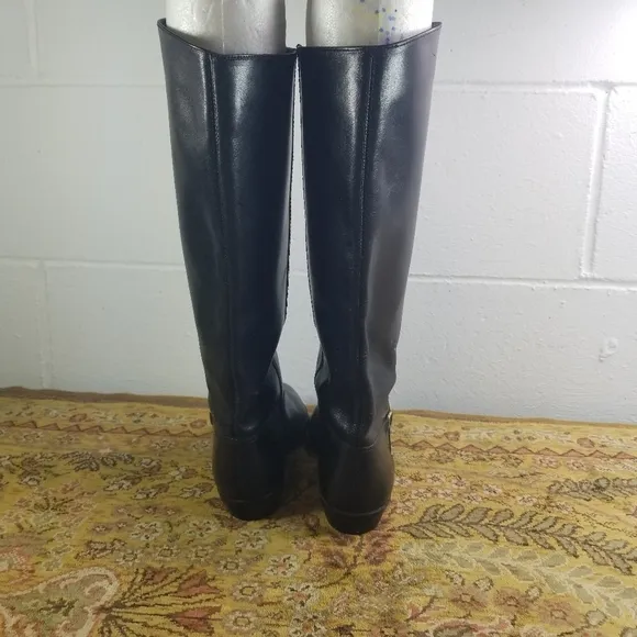 Vtg Etienne Aigner black leather riding boots