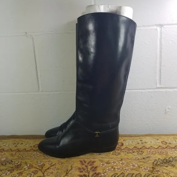 Vtg Etienne Aigner black leather riding boots