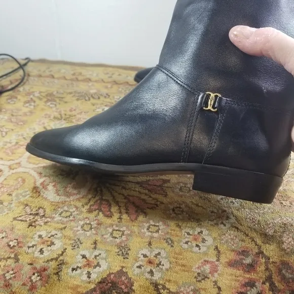 Vtg Etienne Aigner black leather riding boots