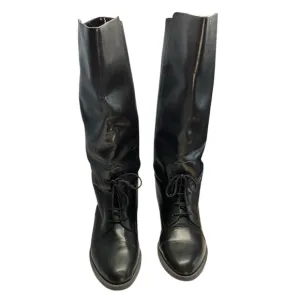 VTG Euro Club Sebastian Piatto Black Leather Equestrian Lace Up Boots Size 7.5