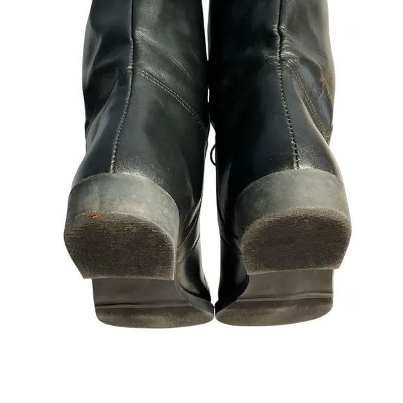 VTG Euro Club Sebastian Piatto Black Leather Equestrian Lace Up Boots Size 7.5