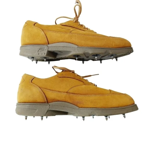 VTG Nike Air Mens Golf Shoes Metal Spike Nubuck Brown Waterproof Size 6 M 90's