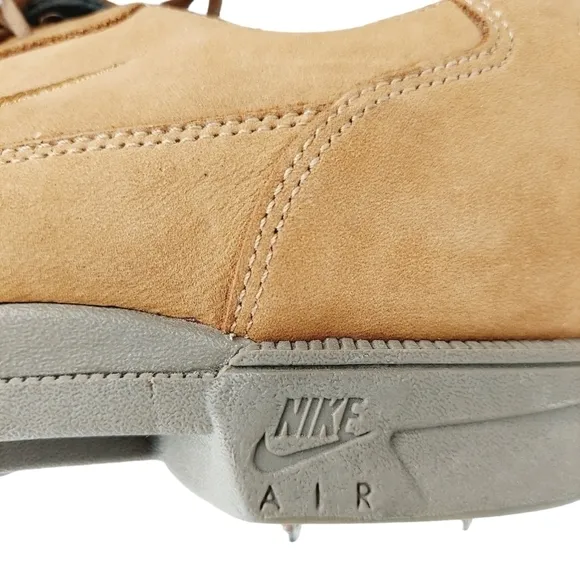 VTG Nike Air Mens Golf Shoes Metal Spike Nubuck Brown Waterproof Size 6 M 90's