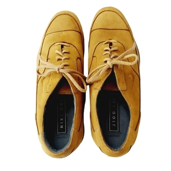 VTG Nike Air Mens Golf Shoes Metal Spike Nubuck Brown Waterproof Size 6 M 90's