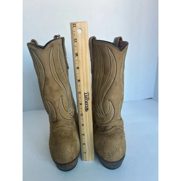 VTG Texas Brand Embroidered Brown Western Unisex Suede/Leather MidCalf Boots
