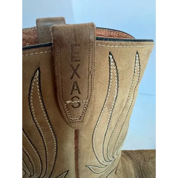 VTG Texas Brand Embroidered Brown Western Unisex Suede/Leather MidCalf Boots