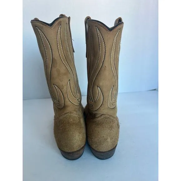VTG Texas Brand Embroidered Brown Western Unisex Suede/Leather MidCalf Boots