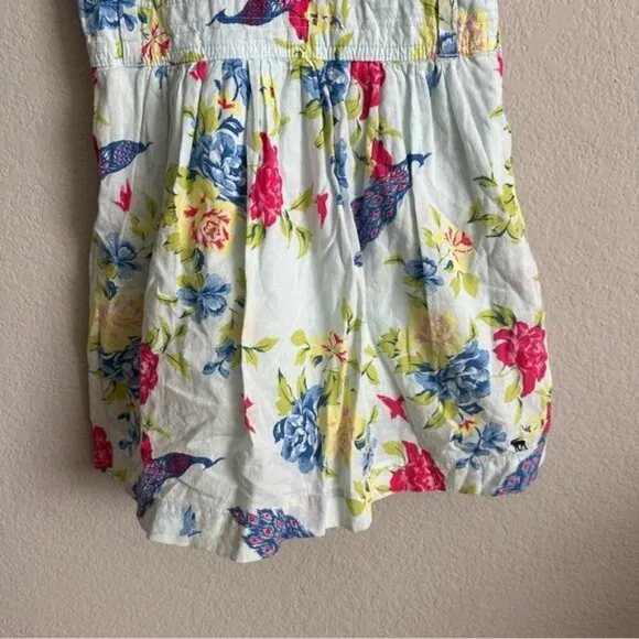 VTG Y2K Abercrombie &amp; Fitch Mini Dress Sz M Floral Lace Peacock Print Whimsical