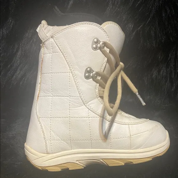 White and Tan High-Top Rain &amp; Snow Boots