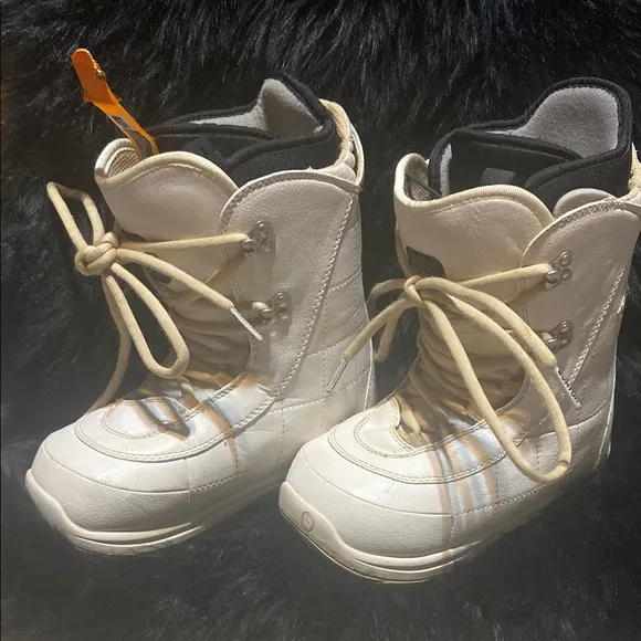 White and Tan High-Top Rain &amp; Snow Boots