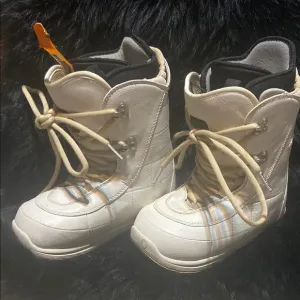White and Tan High-Top Rain &amp; Snow Boots