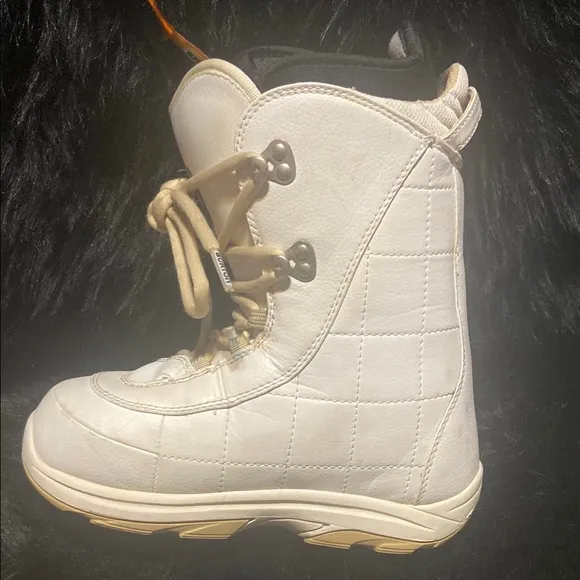 White and Tan High-Top Rain &amp; Snow Boots