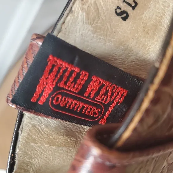 Wild West Tooled Full Leather Women's Cowboy Boots, Size 8.5B