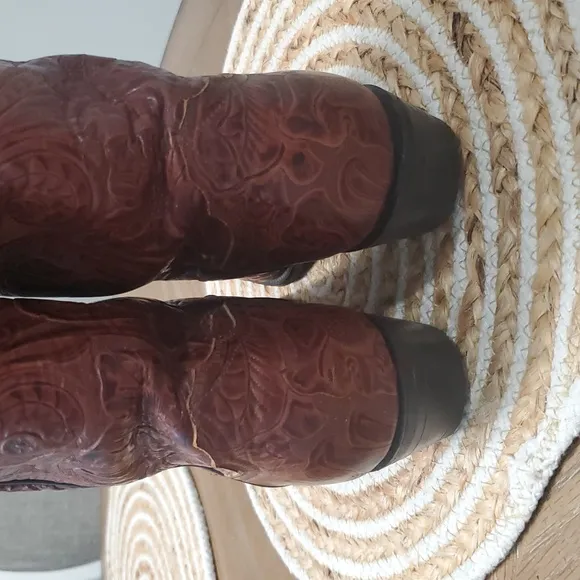 Wild West Tooled Full Leather Women's Cowboy Boots, Size 8.5B