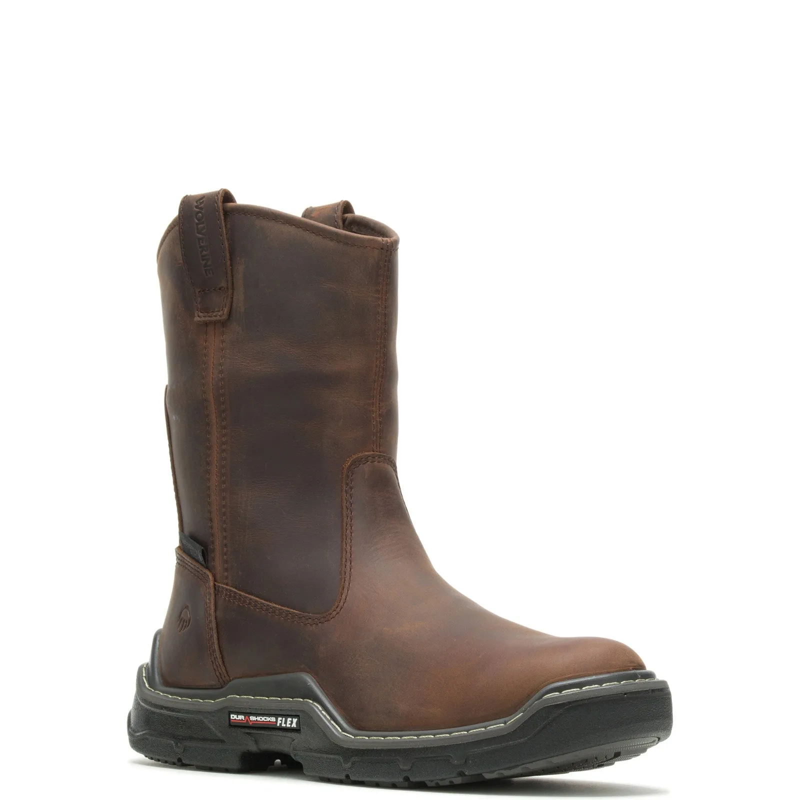 Wolverine Raider Durashocks WP 10" Wellington Mens Brown Wide Work Boots