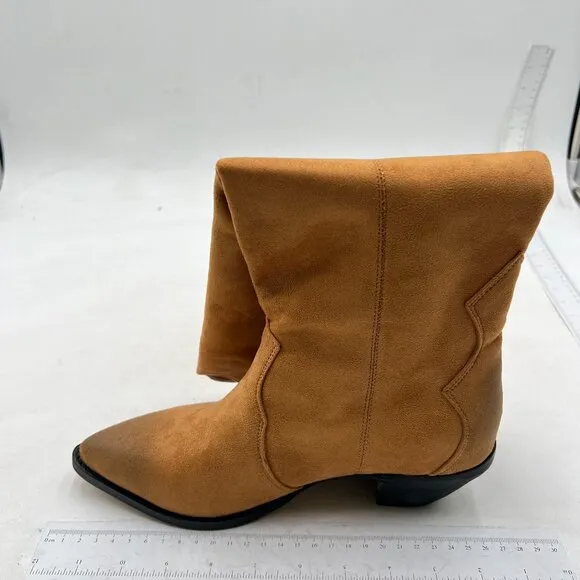Women Cowboy Knee High Boots Chunky Block Heel Square Toe Tall Riding Boot Brown