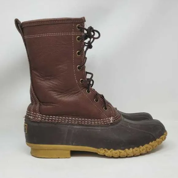 Women's 10 10N LL Bean 10&quot; tall shearling lined winter bean boots