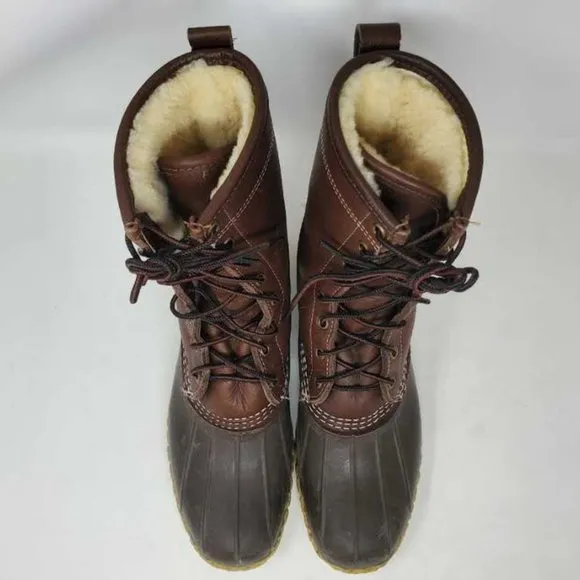 Women's 10 10N LL Bean 10&quot; tall shearling lined winter bean boots