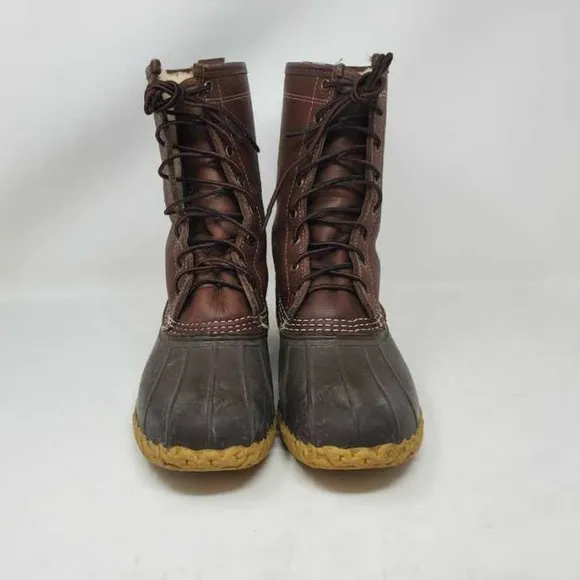 Women's 10 10N LL Bean 10&quot; tall shearling lined winter bean boots
