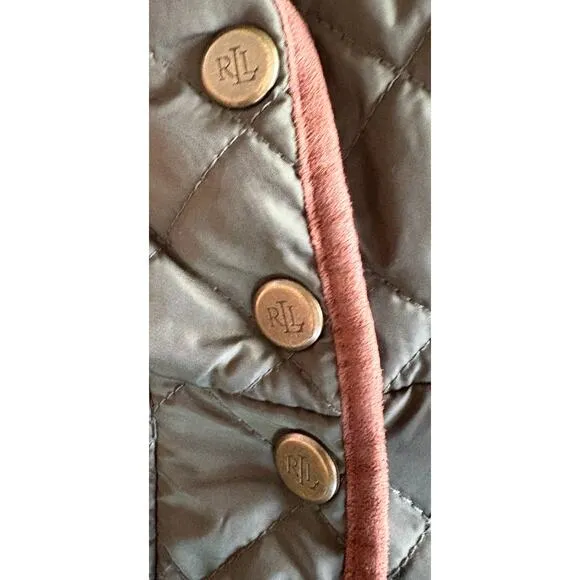 Women's 2X Ralph Lauren Green Quilted Equestrian Chore Jacket No Hood