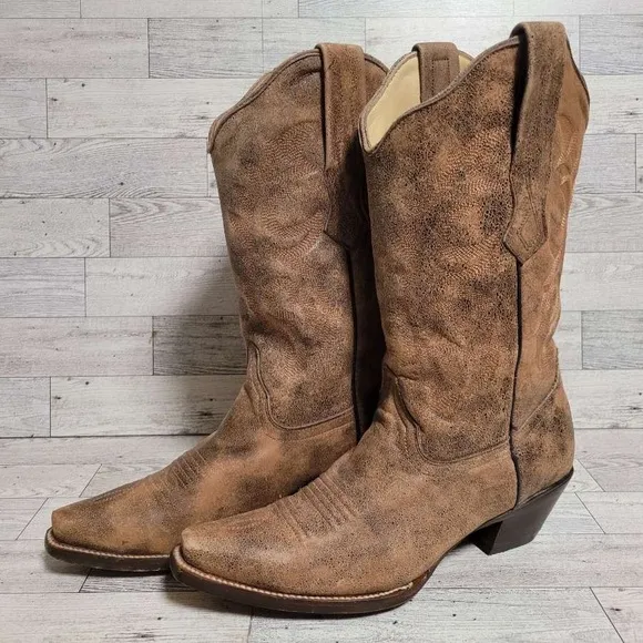 Women's Corral Stampede Western Brown Leather Rodeo Cowboy Boots Size 7