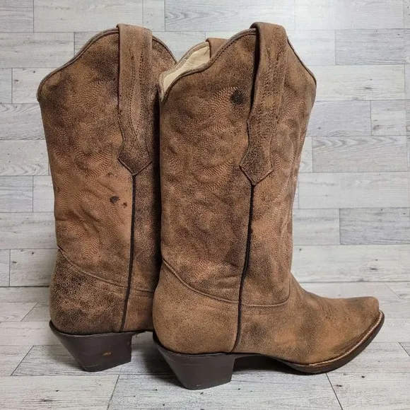 Women's Corral Stampede Western Brown Leather Rodeo Cowboy Boots Size 7