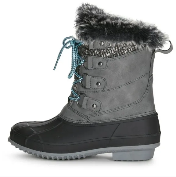 Women's Gray and Black Winter Boots