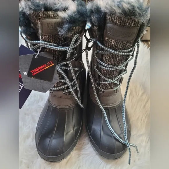 Women's Gray and Black Winter Boots