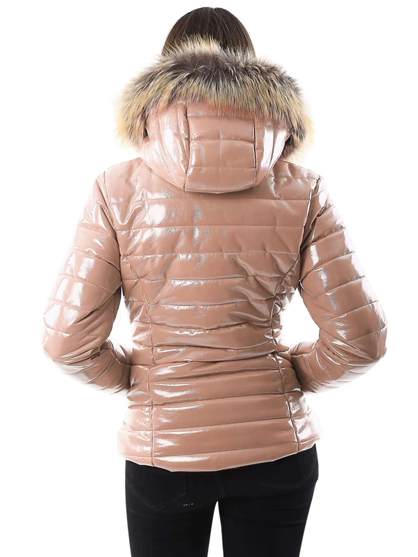 Womens Ladies Quilted Designer Padded Bubble Fur Hooded Puffer Coat Jacket