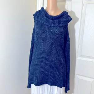 Women’s Navy Blue Cold Shoulders Sweater Size Large