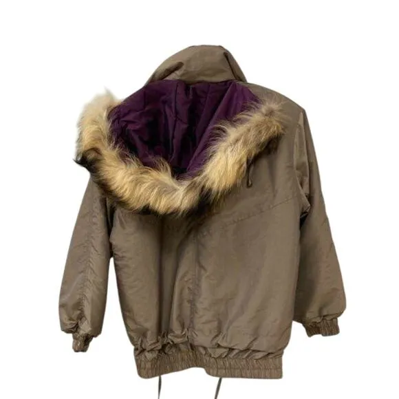 Women’s S Hunt Club Bomber Jacket w/ Fox Fur Hood Festival VTG Y2K Winter