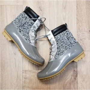 Women's Sam Edelman CaldwellDuck Boots Grey &amp; Silver Size 8 snow boots