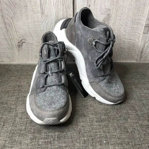 Womens Sorel Gray White Kinetic RNGD Caribou Waterproof Winter Boots Size 5
