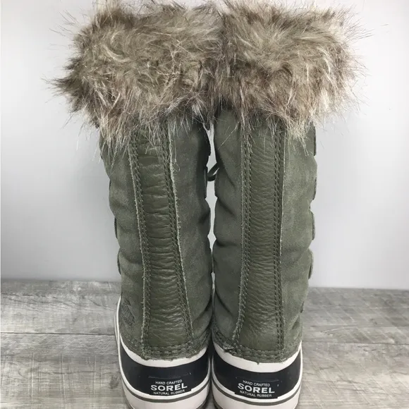 Womens Sorel Joan of Arctic Rain Green Waterproof Leather Boots NL2429 Size 8.5