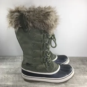 Womens Sorel Joan of Arctic Rain Green Waterproof Leather Boots NL2429 Size 8.5