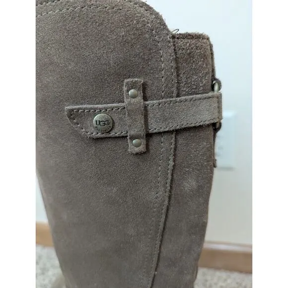 Women's Ugg Jillian 1917 Riding Boot Tan Knee High Zip Shearling Lined Size 7