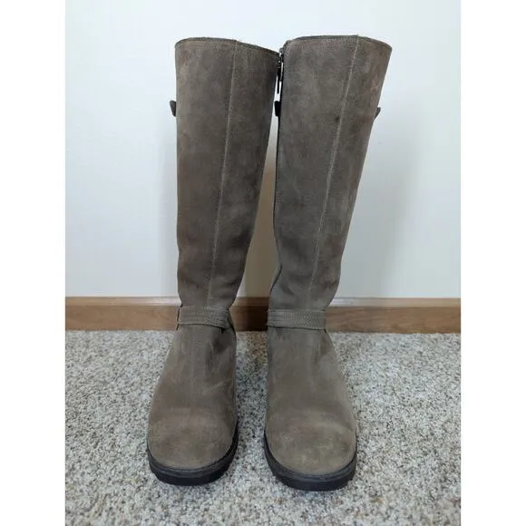 Women's Ugg Jillian 1917 Riding Boot Tan Knee High Zip Shearling Lined Size 7