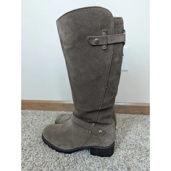 Women's Ugg Jillian 1917 Riding Boot Tan Knee High Zip Shearling Lined Size 7
