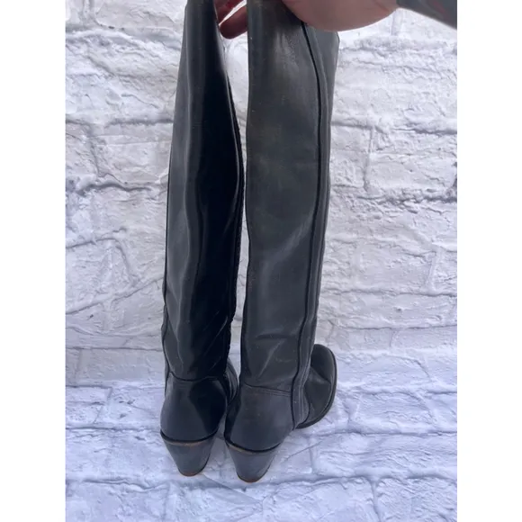 Women's Vintage Dex Black Leather Boots Size 6M-Western Festival Boots