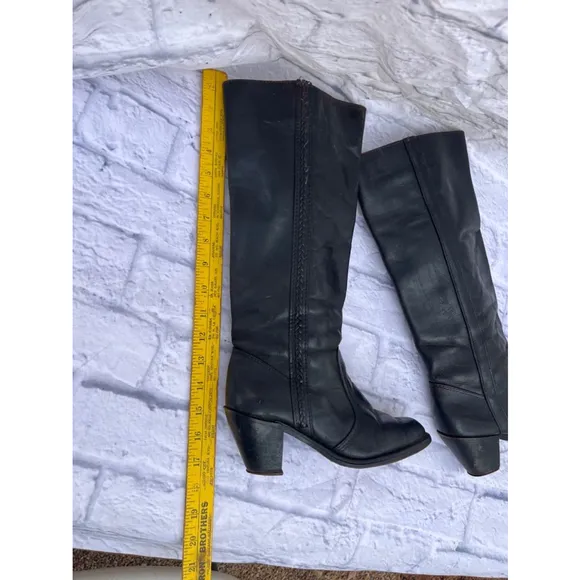 Women's Vintage Dex Black Leather Boots Size 6M-Western Festival Boots