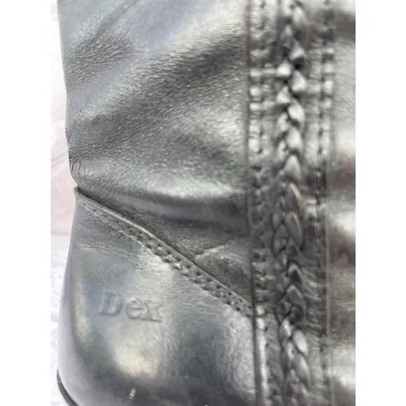 Women's Vintage Dex Black Leather Boots Size 6M-Western Festival Boots