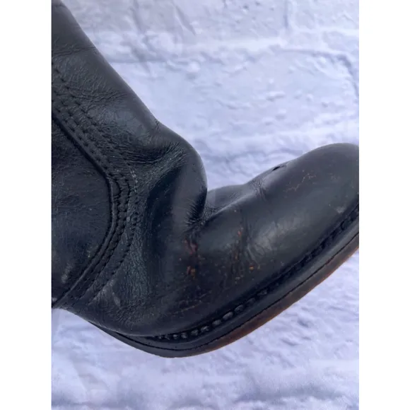 Women's Vintage Dex Black Leather Boots Size 6M-Western Festival Boots