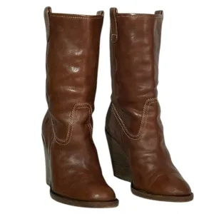 Women's Vintage Frye Caroline Campus Midshaft Wedge Heel Boots Size 8